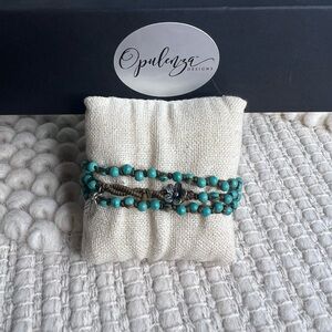 Opulenza Sterling Silver, Turquoise, and Leather Wrap Bracelet